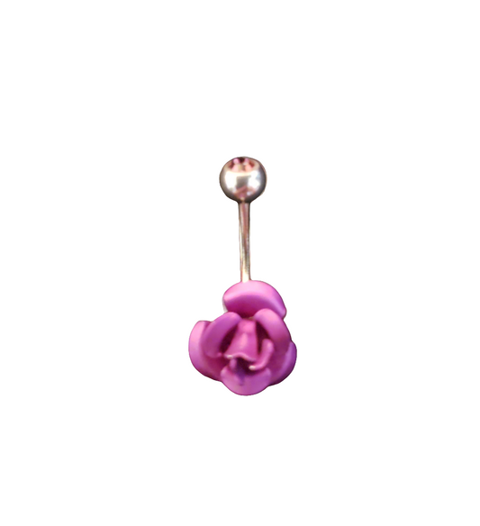 Stainless Steel Belly Piercing Pink Rose