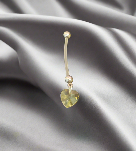 Pregnancy Belly Piercing with Green Heart