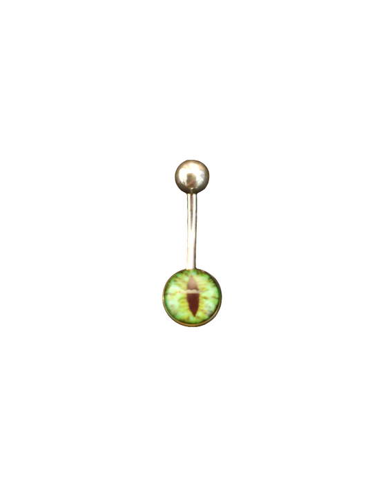 Stainless Steel Green Snake Eye Belly Piercing