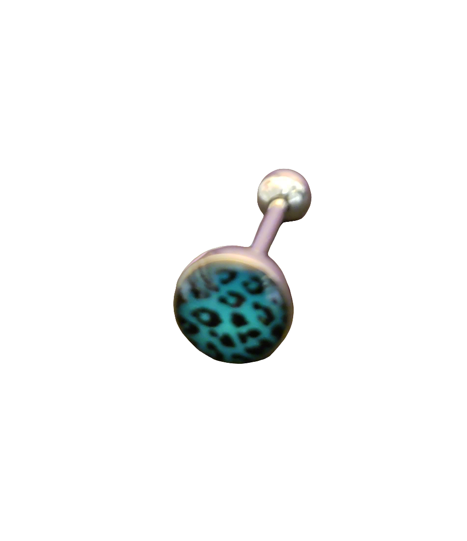 Stainless Steel 316L Blue Leopard Print Tongue Piercing