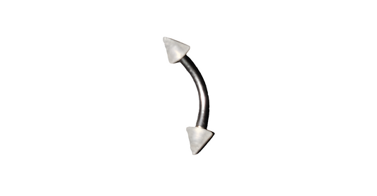 Steel Eye Brow Piercing with White Glow Acrylic Spikes