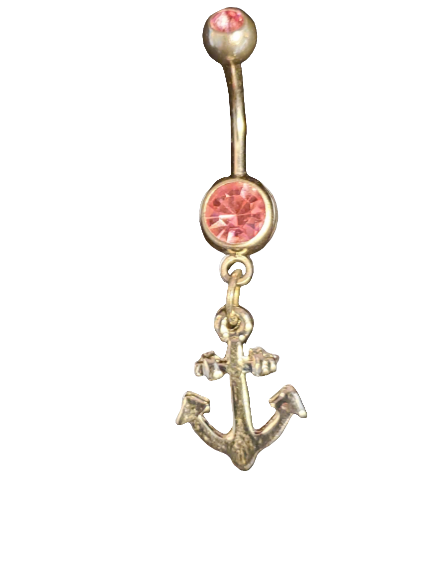 Belly Piercing Stainless Steel 316L with Dangling Small Anchor