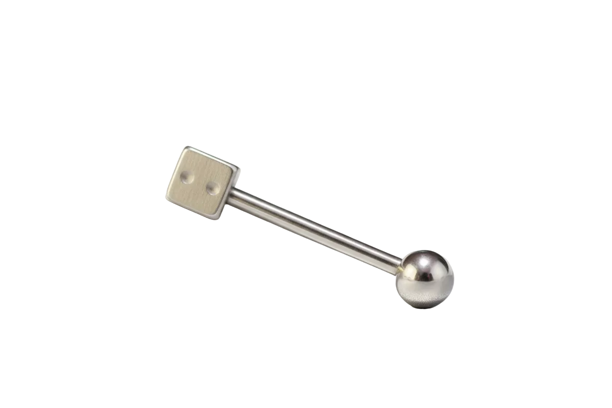 Steel Dice tongue barbell in 316l stainless steel 