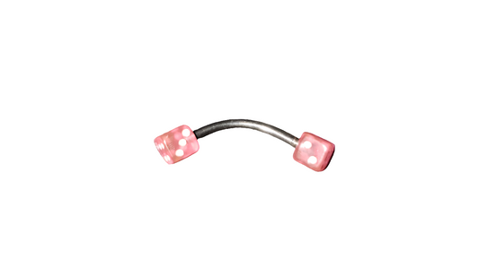 Pink Acrylic Dice Steel Eye Brow Piercing