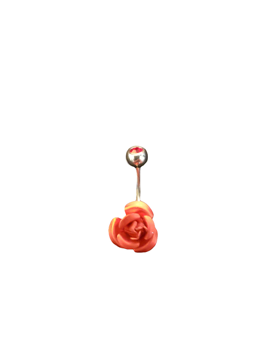 Stainless Steel Belly Piercing Red Rose