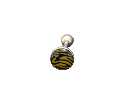 Stainless Steel 316L Brown Zebra Striped Tongue Piercing