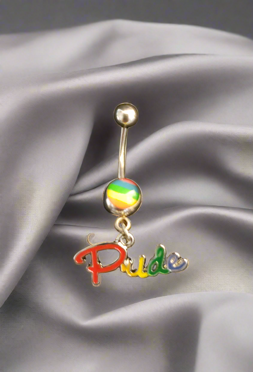 Belly Piercing Stainless Steel 316L with Dangling Pride Charm