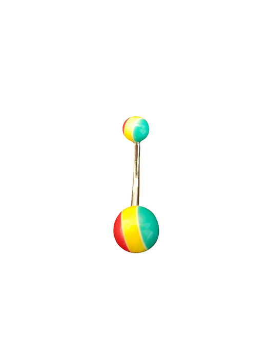 Stainless Steel Rasta Colored Acrylic Belly Piercing