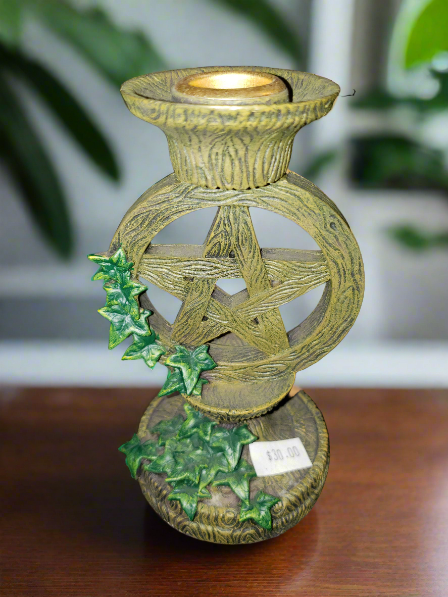 Pegan Candle Holder with Pentagram Star