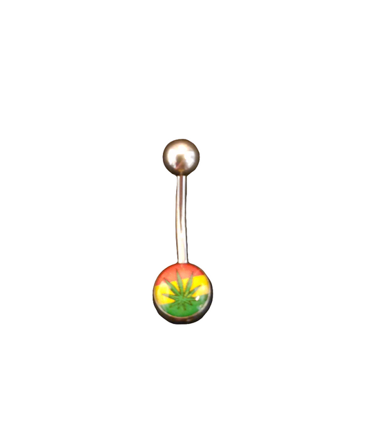 Stainless Steel Rasta Leaf Belly Piercing