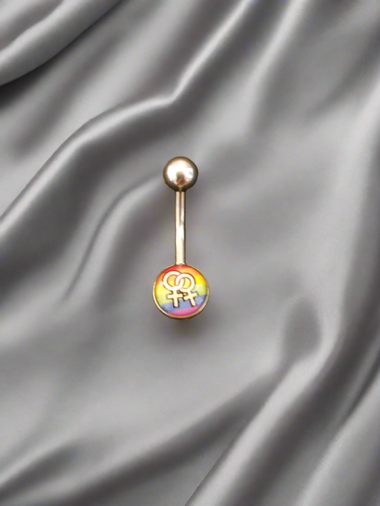 Stainless Steel Gay Pride Venus Belly Piercing