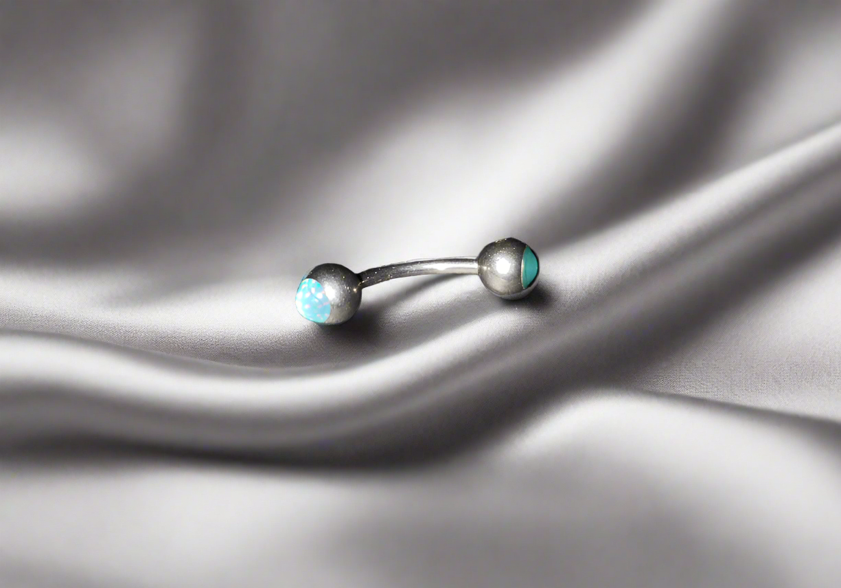 Blue Opal Steel Eye Brow Piercing