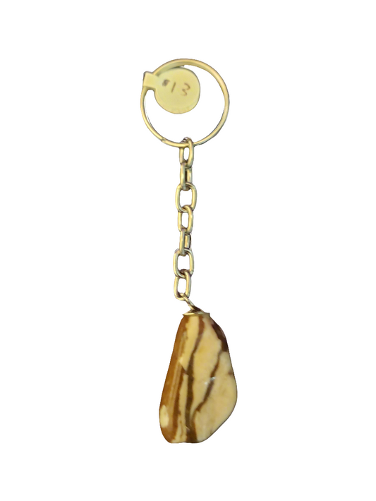 Brown & White Agate Keychain