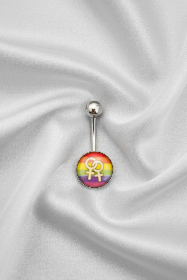 Rainbow Venus belly button ring in 316l stainless steel