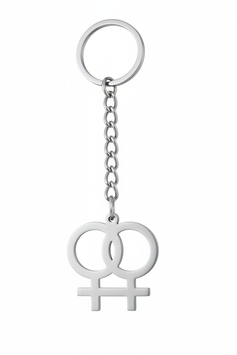 Venus Pride Handmade 316L Stainless Steel Charm Keychain on a white background.