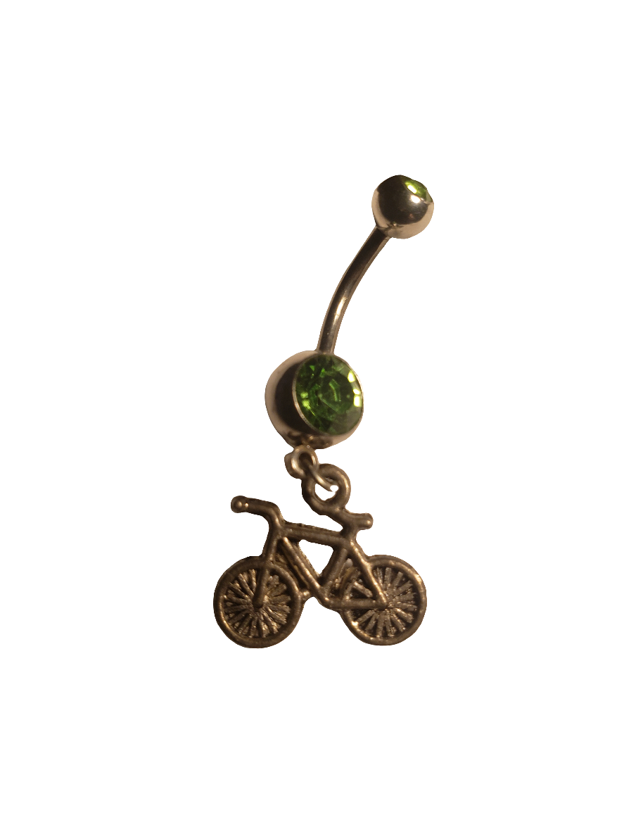 Belly Piercing Stainless Steel 316L with Dangling Bicycle