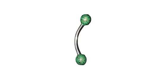 Steel Eye Brow Piercing with Green Acrylic Ball Ends