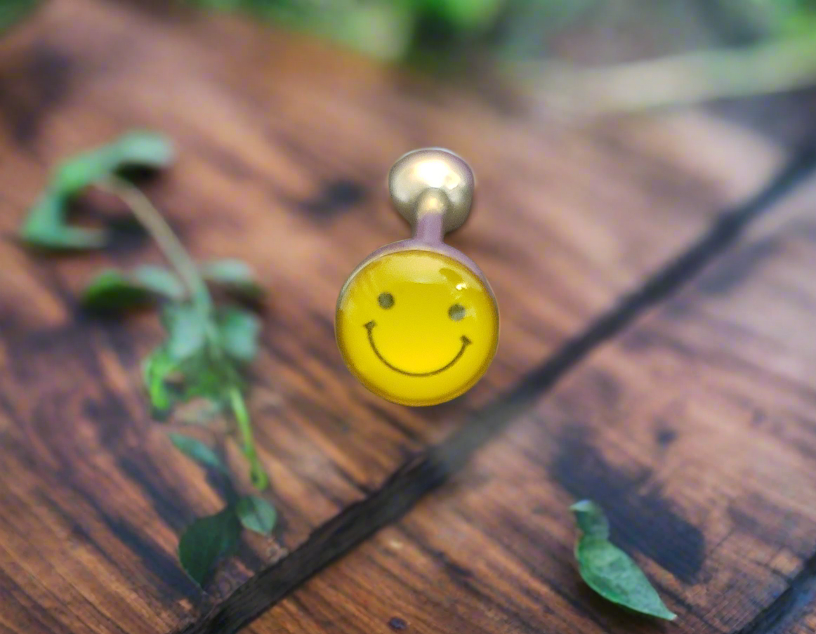 Stainless Steel 316L Yellow Happy Face Tongue Piercing