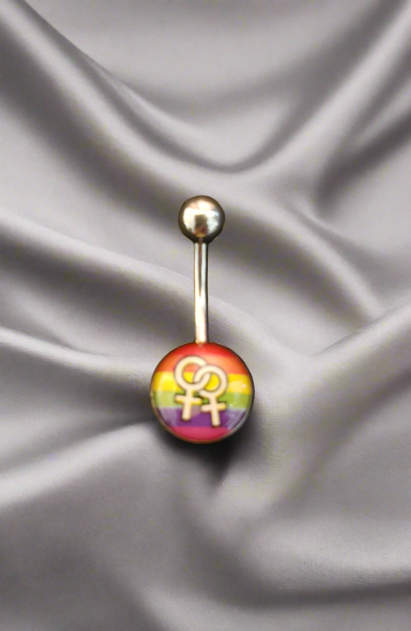 Stainless Steel Gay Pride Venus Belly Piercing