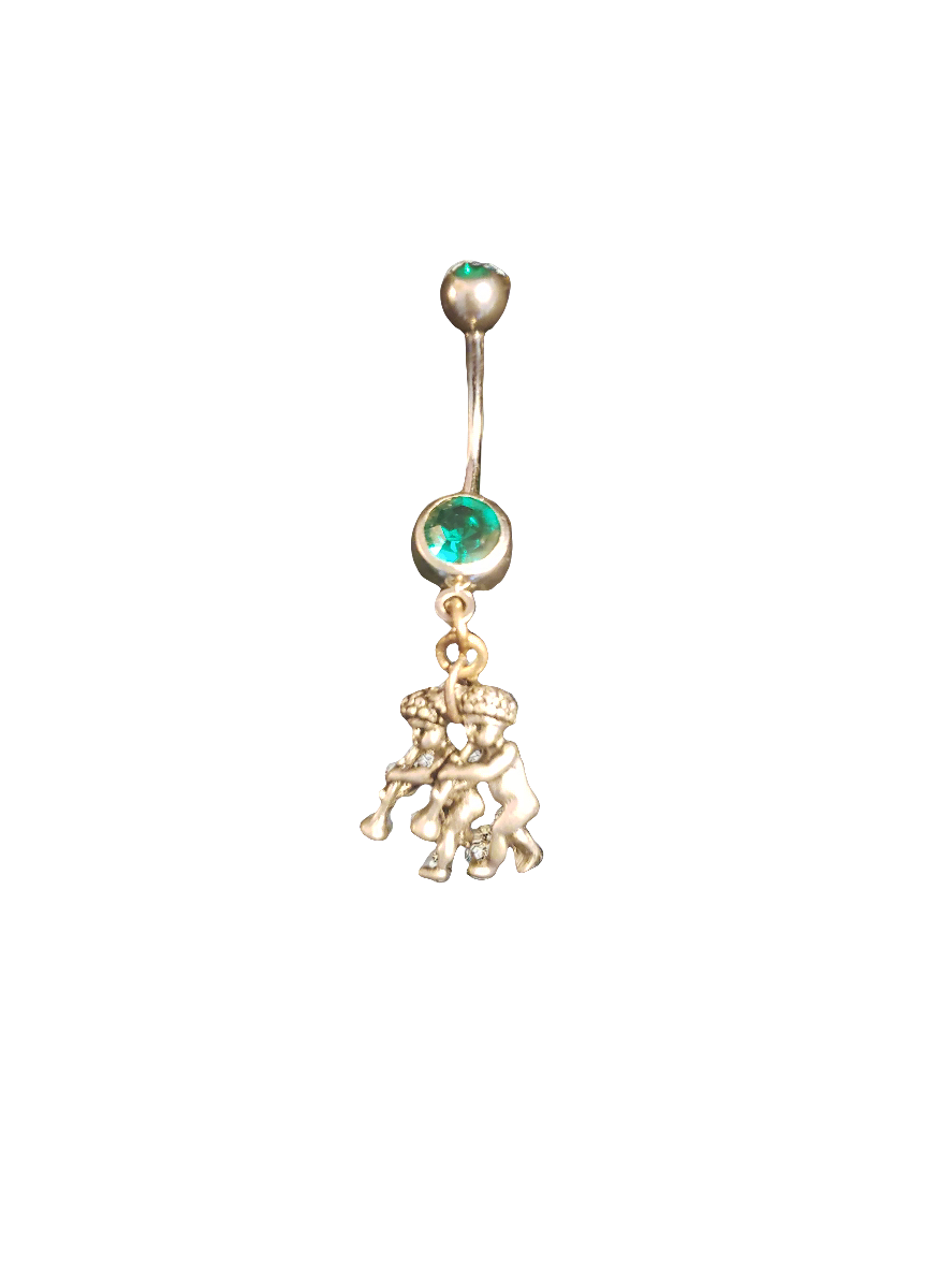 Belly Piercing Stainless Steel 316L with Dangling Gemini Charm