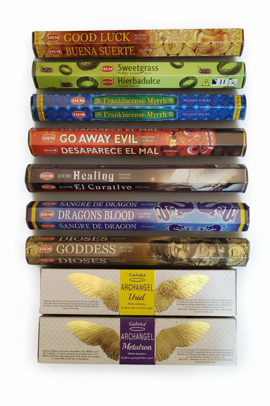 Evil Be Gone Energy Purification Incense Variety Gift Package on a white background.