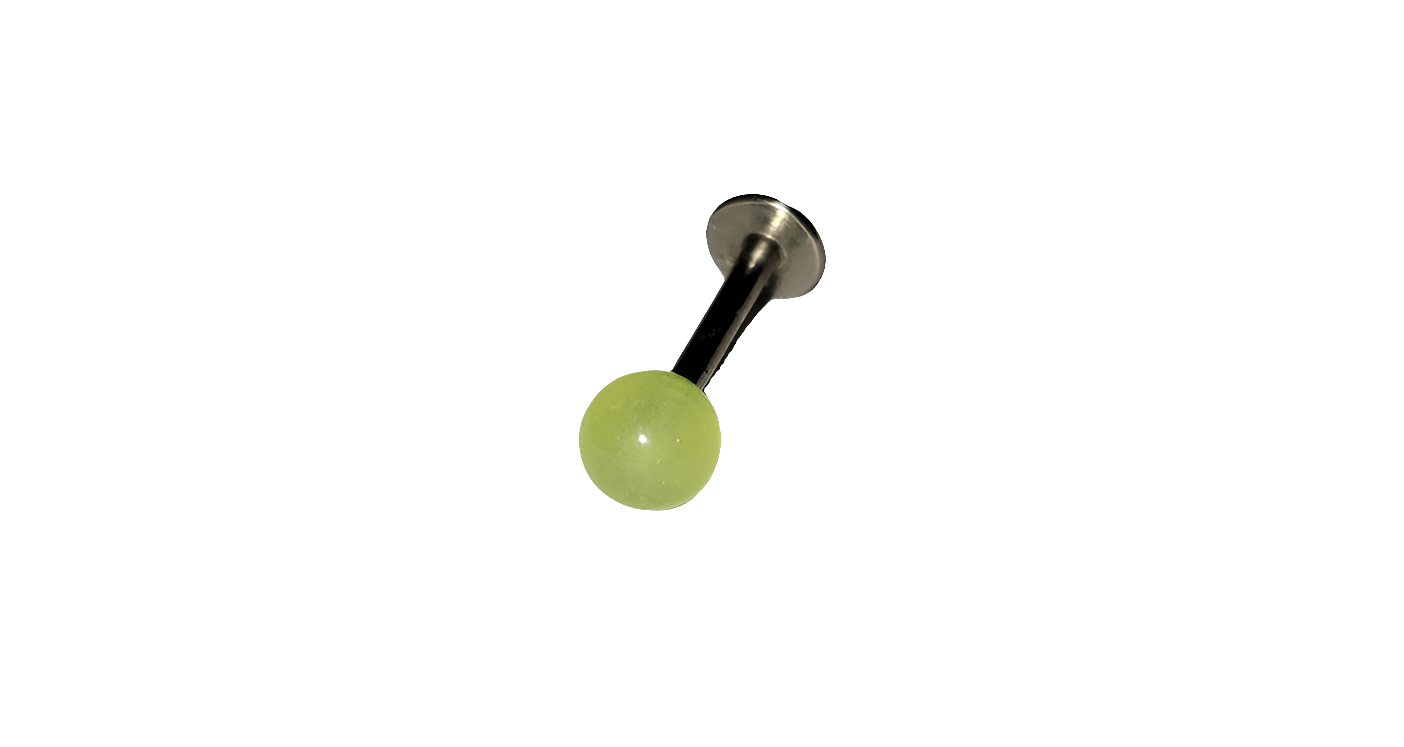 Stainless Steel Labret/Monroe Piercing with Yellow Acrylic Glow Ball