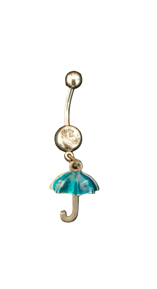 Belly Piercing Stainless Steel 316L with Dangling Umbrella Charm