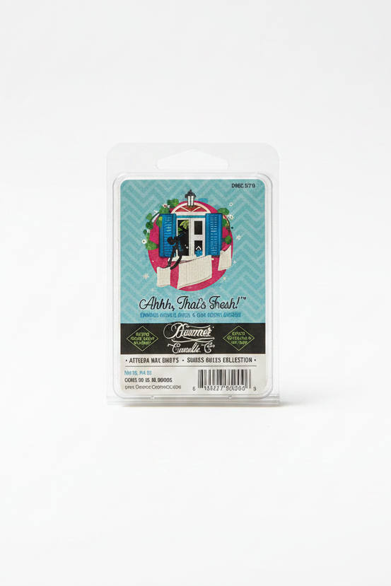 Beamer Smoke Eater "Ah That's Fresh" Scented Soy Wax Melt on a white background showing label.