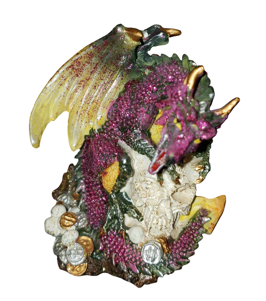 Dragon on Skull Head Purple Figurine