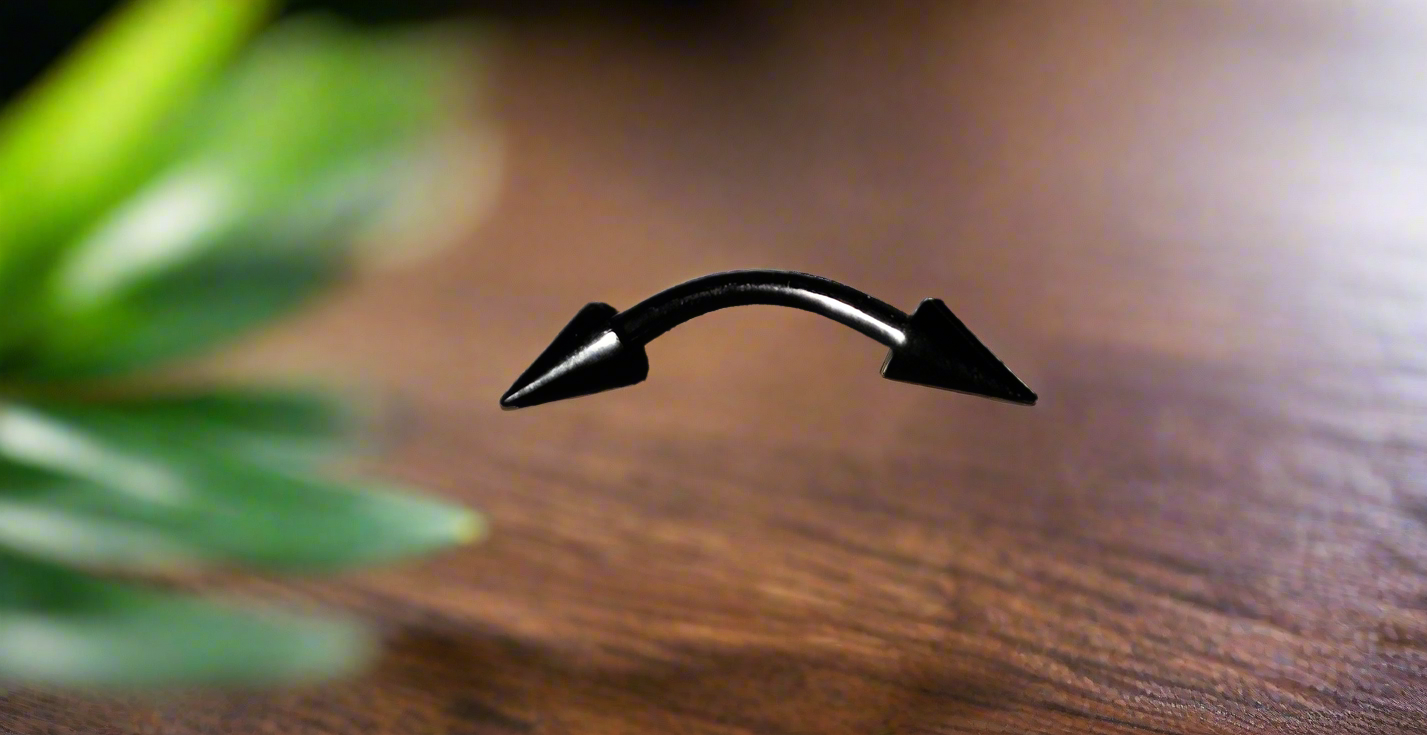 Black Titanium Eye Brow Piercing with Spikes