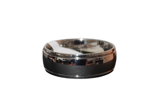 Men's/Ladies Simple Steel Band Ring with Beveled Edge