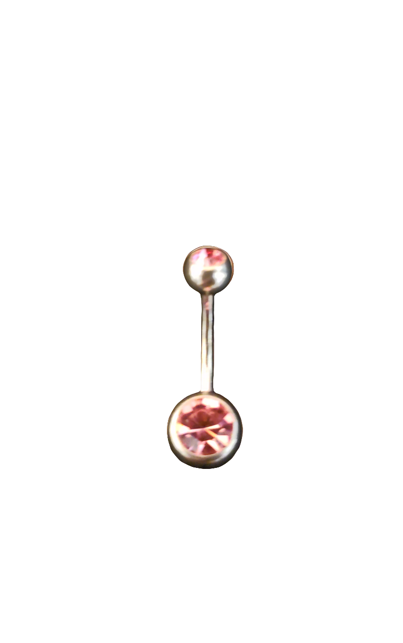 Stainless Steel Pink Crystal Belly Piercing