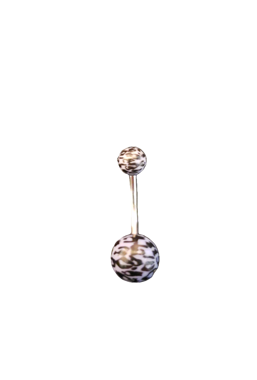 Stainless Steel Blue Leopard Print Acrylic Belly Piercing