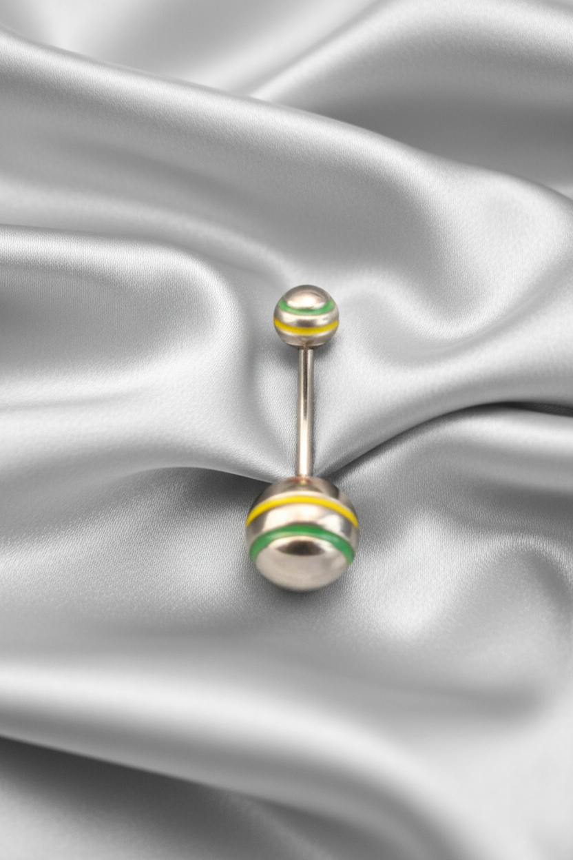 Rastafarian Striped belly button ring in 316l stainless steel