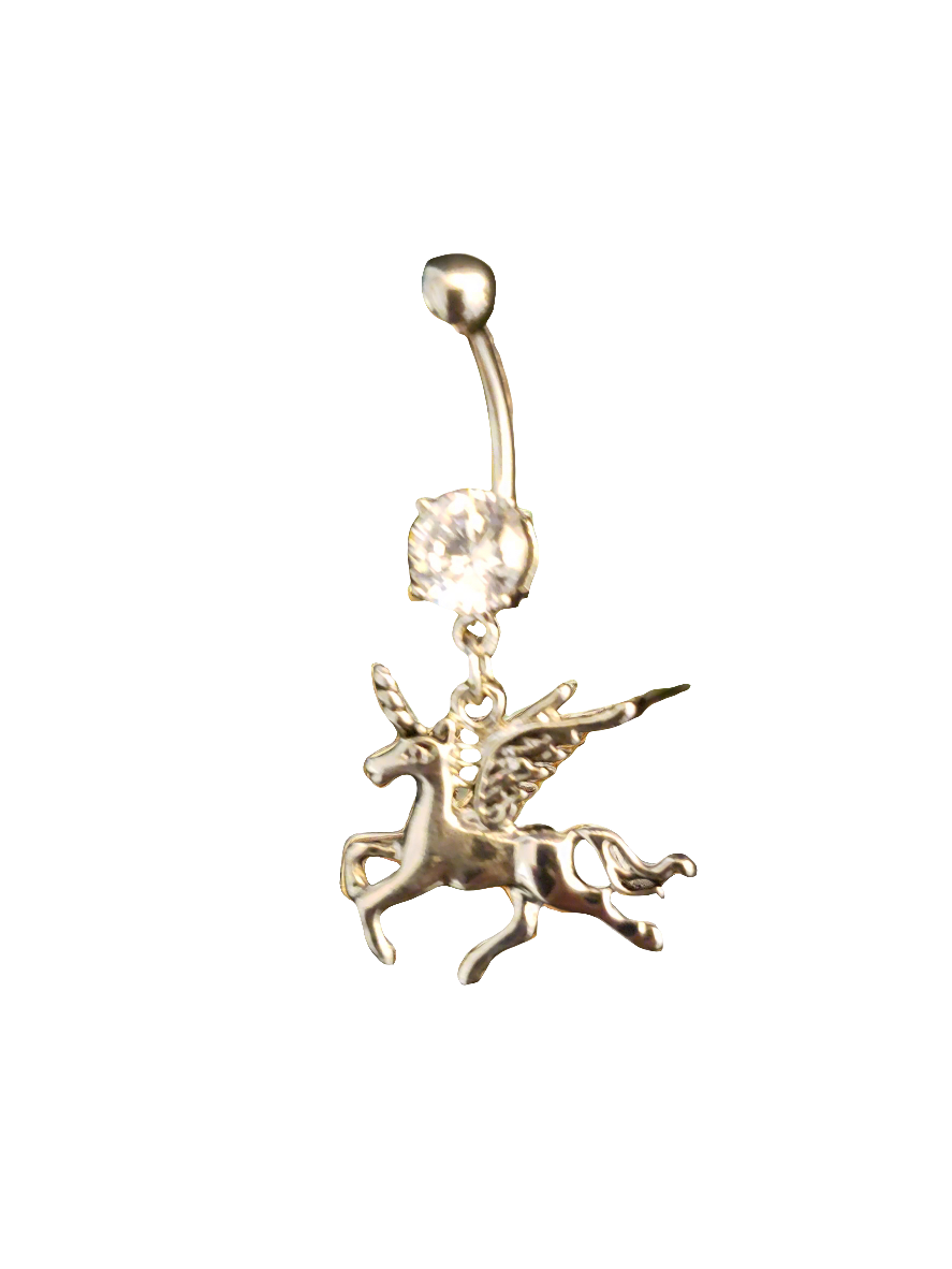 Belly Piercing Stainless Steel 316L with Dangling Pegasus Unicorn Charm