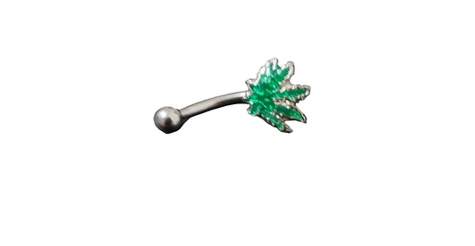 Sparkle Green Leaf Steel Eye Brow Piercing