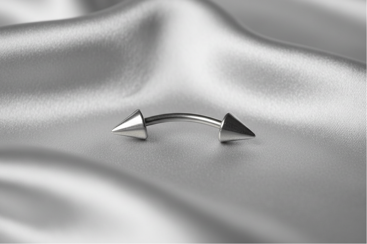 Steel Spike Eyebrow Ring in 316l stainless steel.