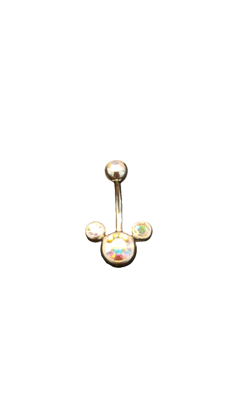 Stainless Steel Clear Aurora Crystal Belly Piercing