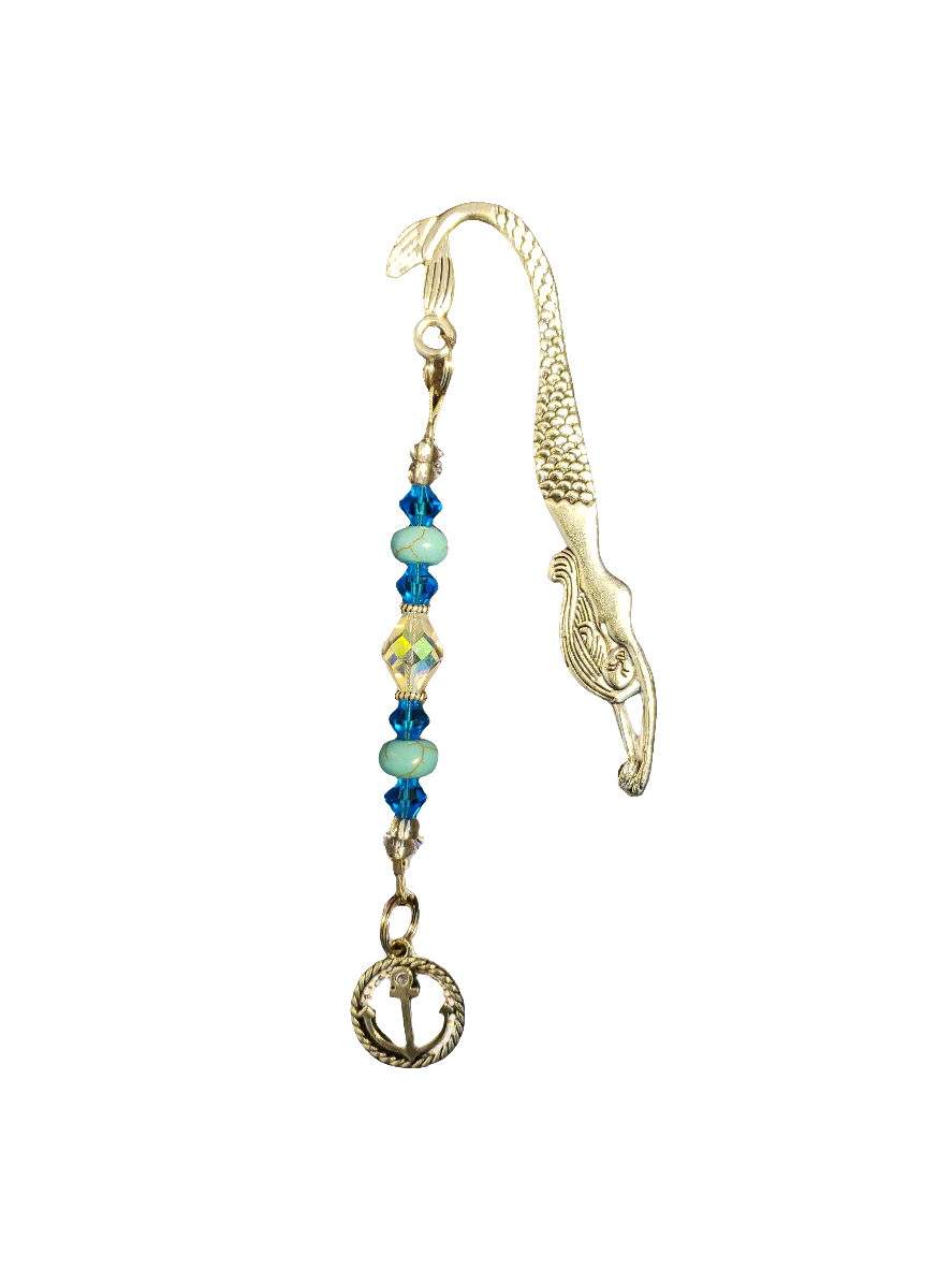 Handmade Aqua Mermaid Bookmark with Rope Anchor