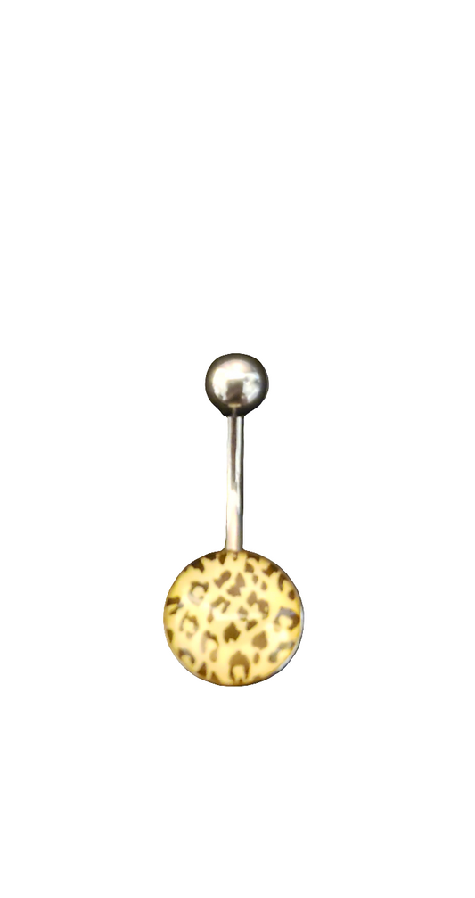 Stainless Steel White Leopard Print Belly Piercing