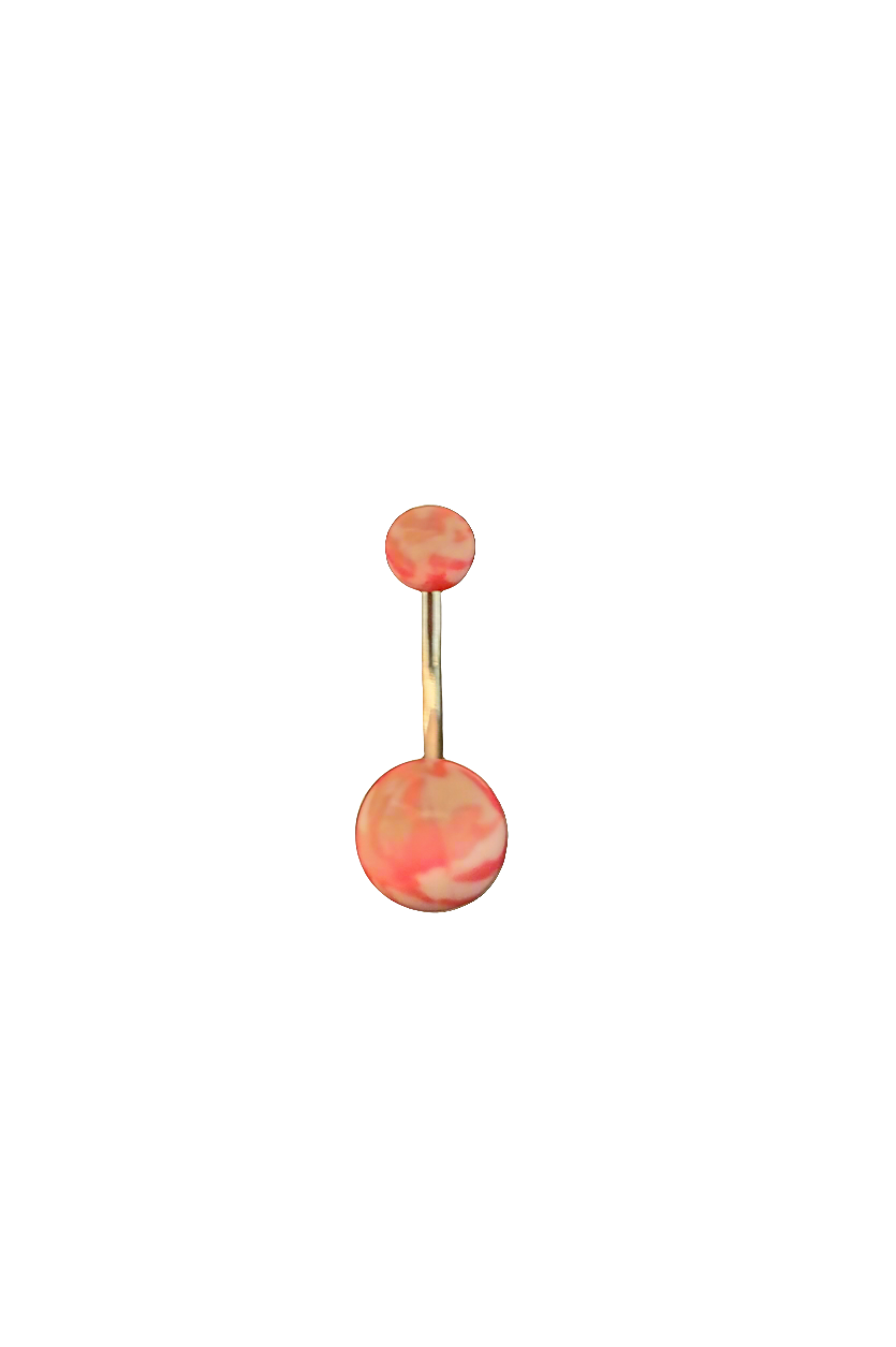 Stainless Steel Pink Camouflage Acrylic Belly Piercing