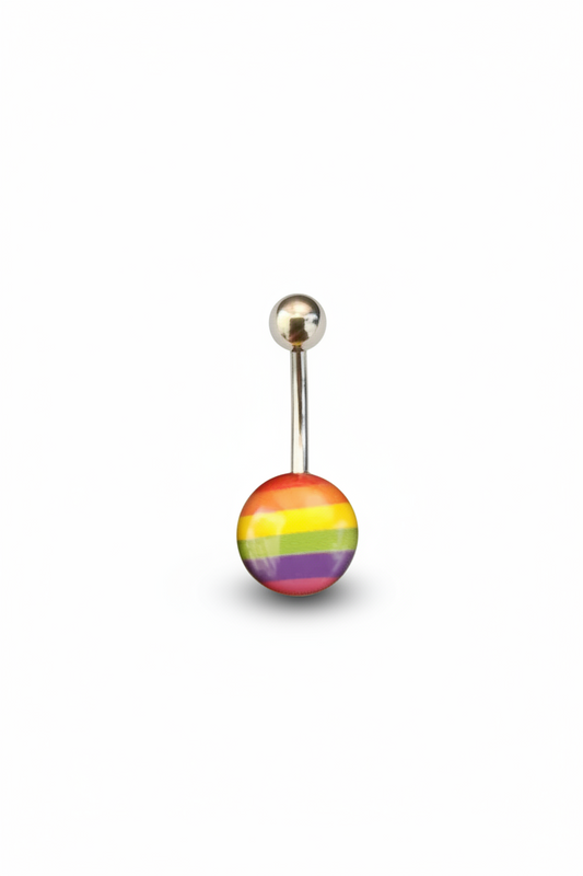 Rainbow belly button ring in 316l stainless steel