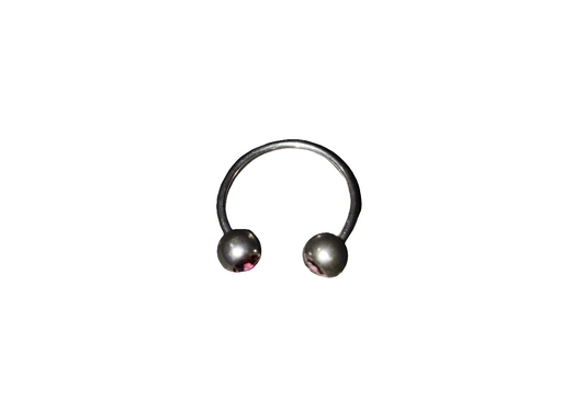 Stainless Steel 16 gauge, 10mm Horseshoe Ring with 2mm Ball Ends. Purple Crystal