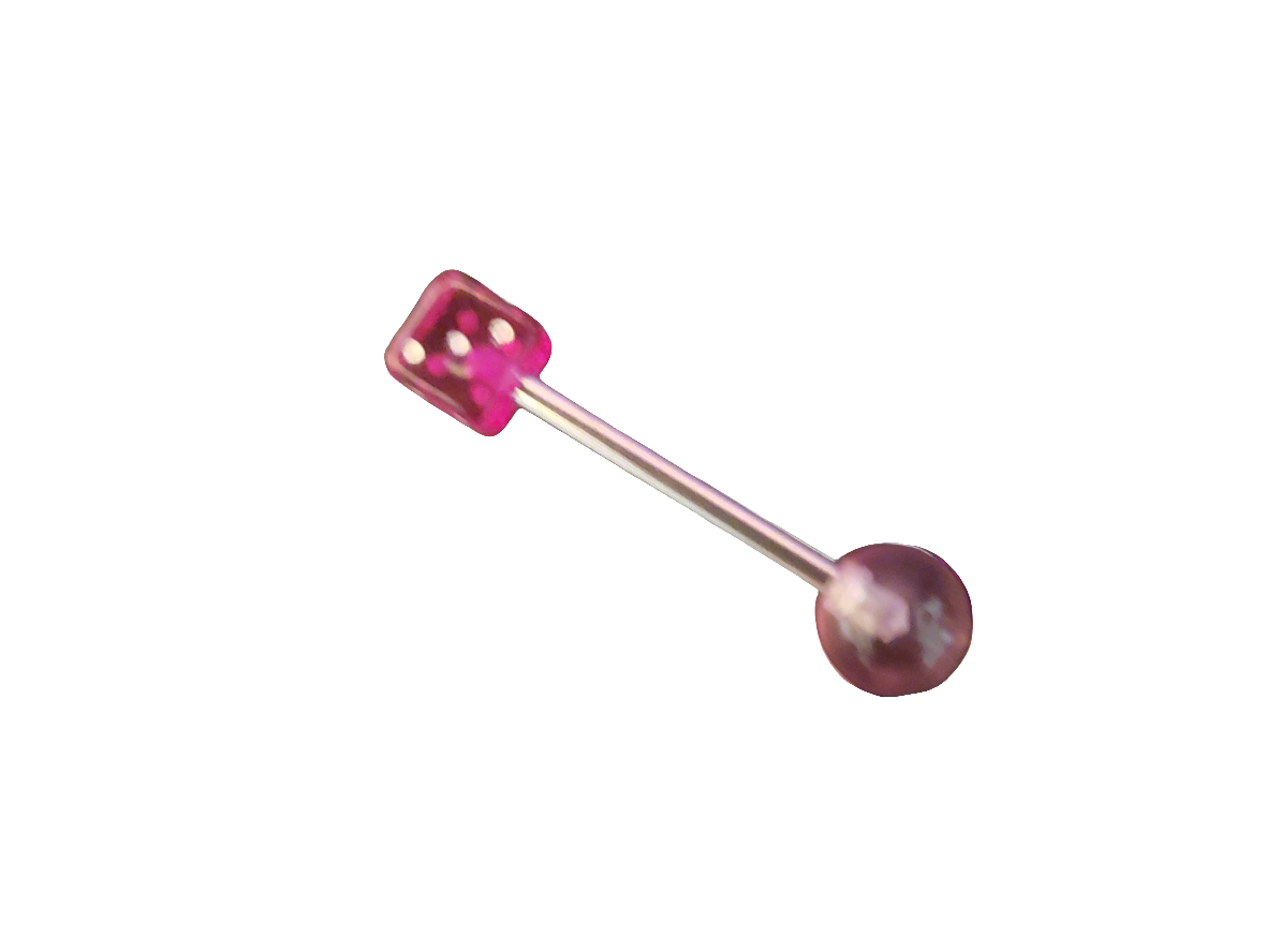 Stainless Steel 316L Purple Dice Tongue Piercing