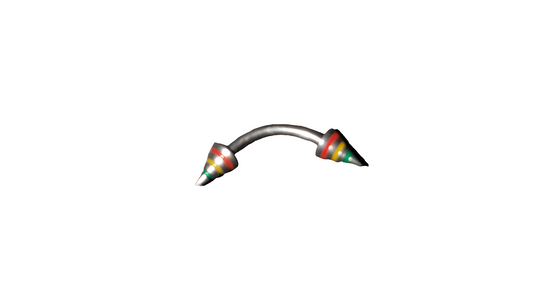 Steel Eye Brow Piercing with Red/Green/Yellow Striped Spikes