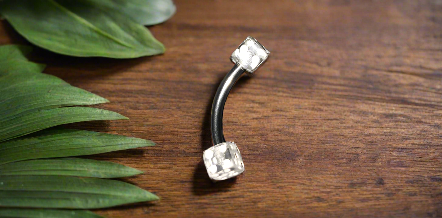 Clear Acrylic Dice Steel Eye Brow Piercing