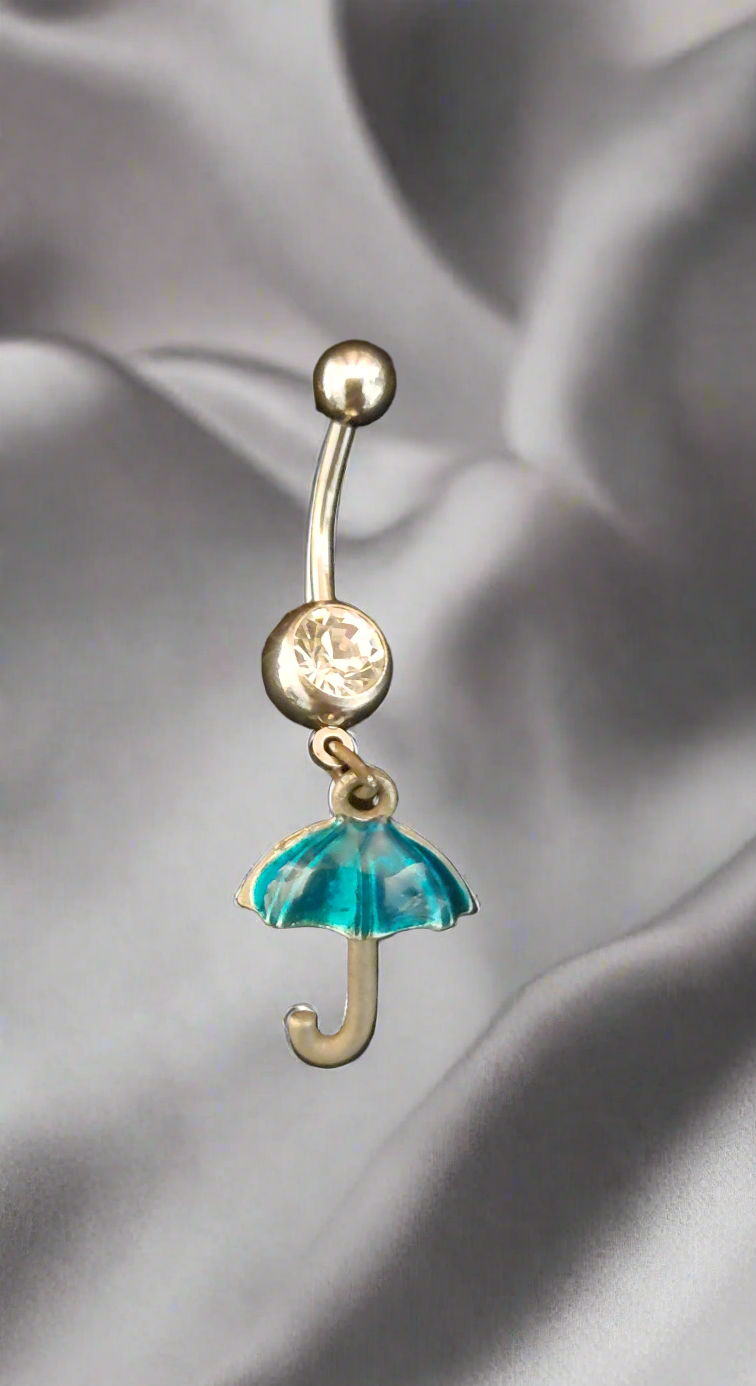 Belly Piercing Stainless Steel 316L with Dangling Umbrella Charm