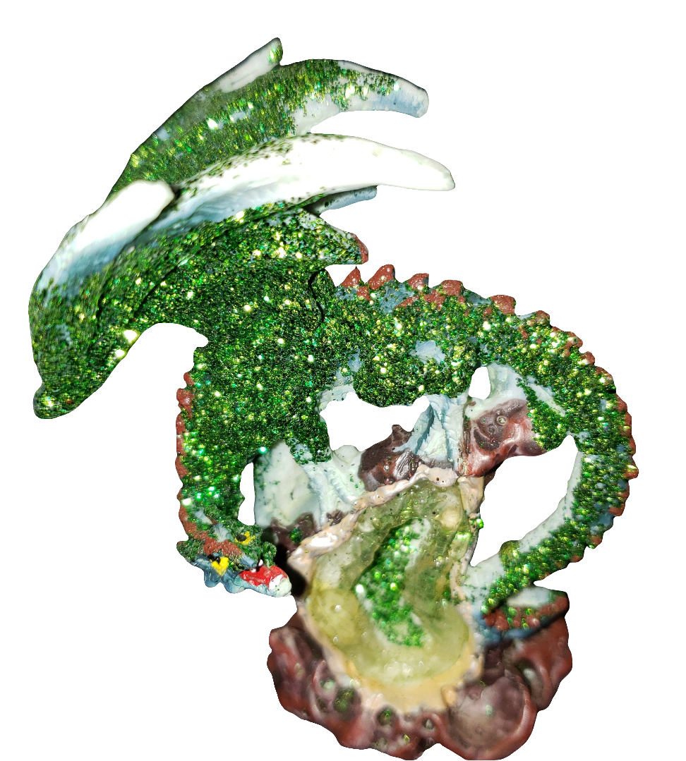 Dragon with Green Geode Figurine