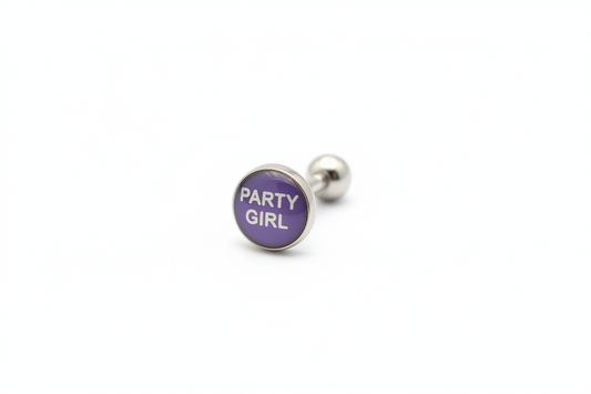 "Party Girl" tongue barbell in 316l stainless steel