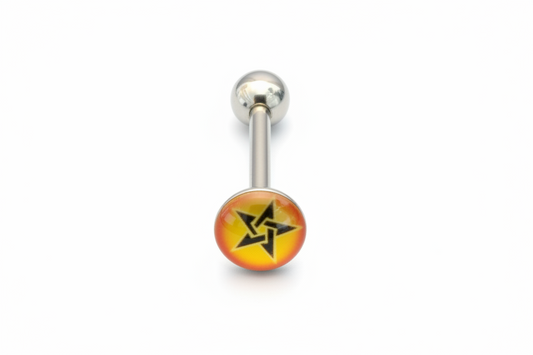 Pentagram Star tongue barbell in 316l stainless steel 
